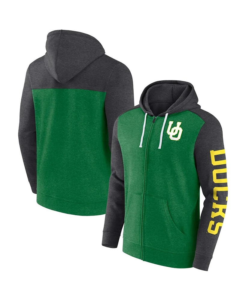 Fanatics Men's Green Oregon Ducks Down and Distance Full-Zip Hoodie