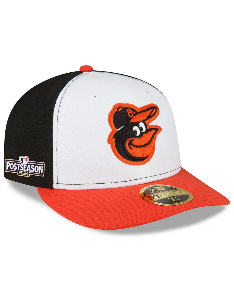 New Era Men's White/Orange Baltimore Orioles 2024 Mlb Postseason Side Patch Low Profile 59FIFTY Fitted Hat