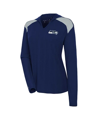 Antigua Women's College Navy Seattle Seahawks Opulent Long Sleeve Hoodie T-Shirt