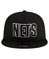 New Era Men's Black Brooklyn Nets Statement Edition Jersey Hook 9FIFTY Snapback Hat