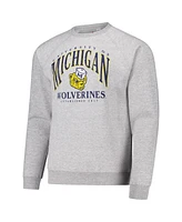 League Collegiate Wear Men's Heather Gray Michigan Wolverines Tall Arch Essential 2.0 Pullover Sweatshirt