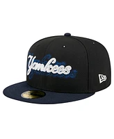 New Era Men's Black York Yankees Shadow Stitch 59FIFTY Fitted Hat