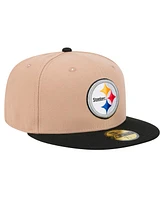 New Era Men's Tan Pittsburgh Steelers Logo Main 59FIFTY Fitted Hat