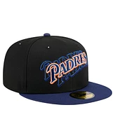 New Era Men's Black San Diego Padres Shadow Stitch 59FIFTY Fitted Hat