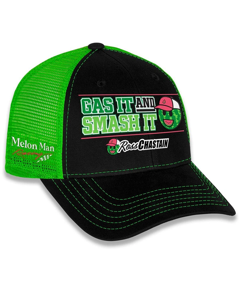 Checkered Flag Sports Men's Black/Green Ross Chastain Gas It Smash It Adjustable Hat