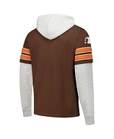 '47 Brand Men's Brown Cleveland Browns Throwback Double Header Blitz Cornerback Pullover Hoodie