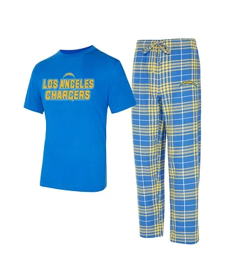 Concepts Sport Men's Powder Blue/Gold Los Angeles Chargers Vector T-Shirt Flannel Pants Sleep Set