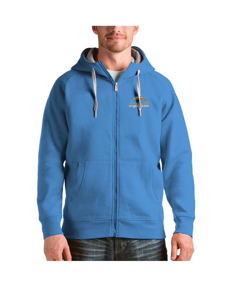 Antigua Men's Powder Blue Los Angeles Chargers Victory Full-Zip Hoodie