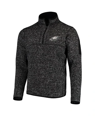 Antigua Men's Heather Black Philadelphia Eagles Fortune Quarter-Zip Pullover Jacket