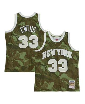 Mitchell & Ness Men's Patrick Ewing Camo New York Knicks Hardwood Classics 1991/92 Ghost Green Swingman Jersey