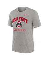 Nike Men's Heather Gray Ohio State Buckeyes Arch Over Logo Tri-Blend T-Shirt