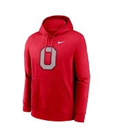 Nike Men's Scarlet Ohio State Buckeyes Primetime Alternate Logo Club Fleece Pullover Hoodie