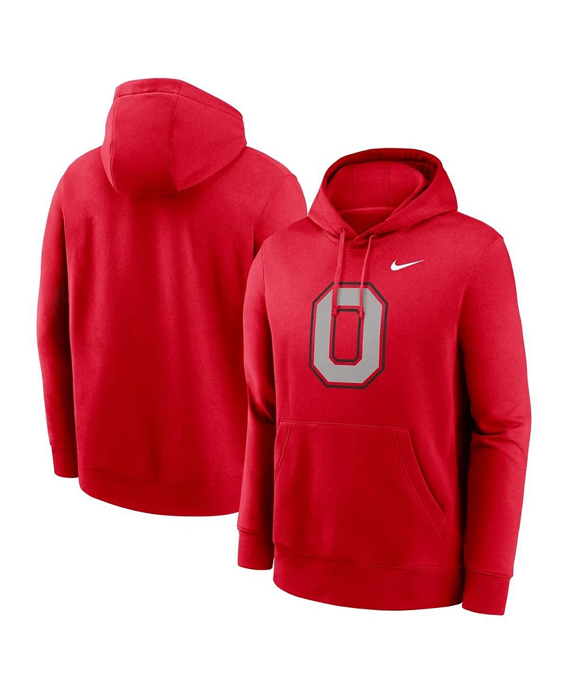 Nike Men's Scarlet Ohio State Buckeyes Primetime Alternate Logo Club Fleece Pullover Hoodie