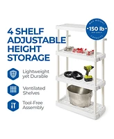 Gracious Living 4 Shelf Adjustable Height Ventilated Medium Duty Storage, White