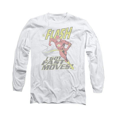 Flash Men's Dc Comics Fast Moves Long Sleeve Adult Tee / T-Shirt