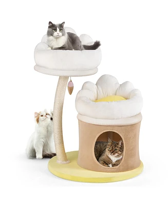 Gymax 33'' Cat Tree Indoor Cat Tower w/ Condo Sisal Scratching Post Washable Top Nest