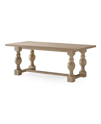 Maven Lane Leon Traditional Wooden Dining Table in Antiqued White Finish