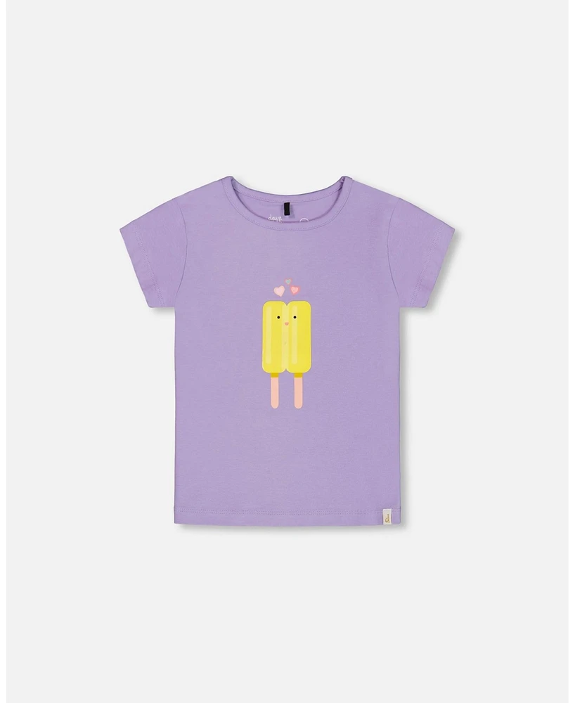 Deux par Big Girls Organic Cotton Tee Mauve And Yellow Lollipop