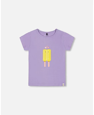 Deux par Big Girls Organic Cotton Tee Mauve And Yellow Lollipop