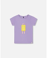 Deux par Big Girls Organic Cotton Tee Mauve And Yellow Lollipop