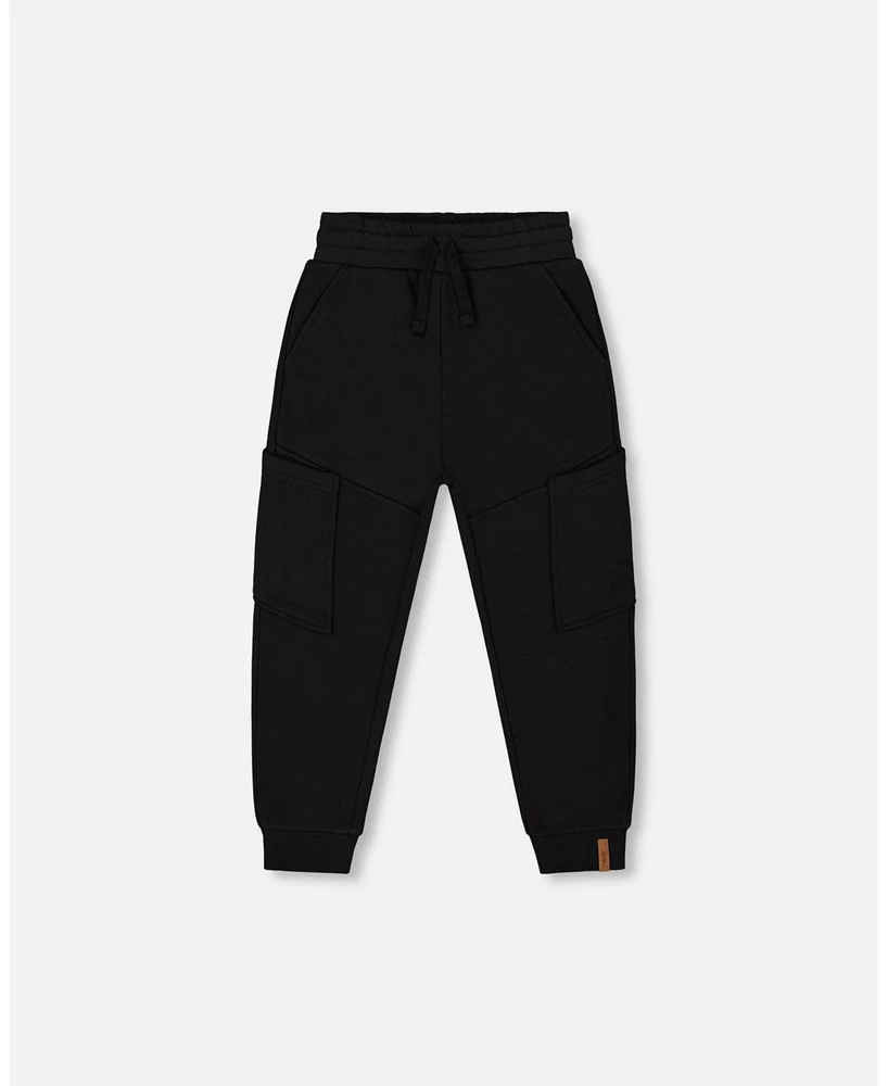 Deux par Big Boys French Terry Sweatpants With Side Pockets Black