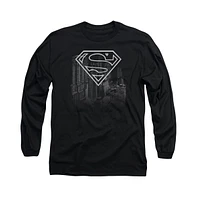 Superman Men's Skyline Long Sleeve Adult Tee / T-Shirt