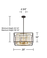 Possini Euro Design Milne 20" Modern Pendant Chandelier Ceiling Light Fixture Dining Room Over Table Kitchen Island Foyer Drum Hanging 5-Light Clear O