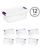 Sterilite Plastic Latching Storage Tote, 66Qt, 6 Pack & Shoe Box, 6Qt, 12 Pack