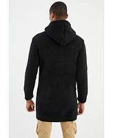 Leif Nelson Men's Men s Long Hooded Knit Coat-Style Cardigan with Toggle Closure