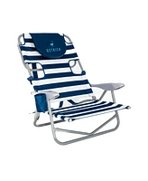 Ostrich On-Your-Back Outdoor Reclining Beach Pool Camping Chair, Blue Stripe