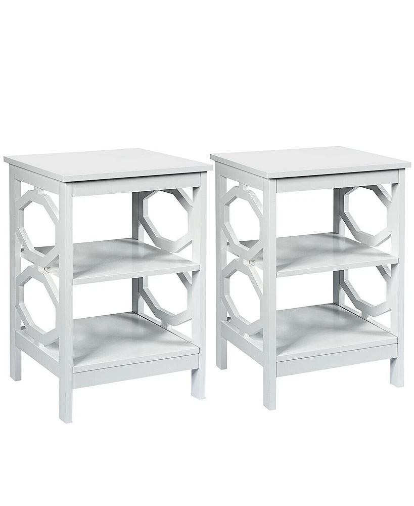 Gouun 2 Pieces 3-tier Nightstand Sofa Side End Accent Table Storage Display Shelf