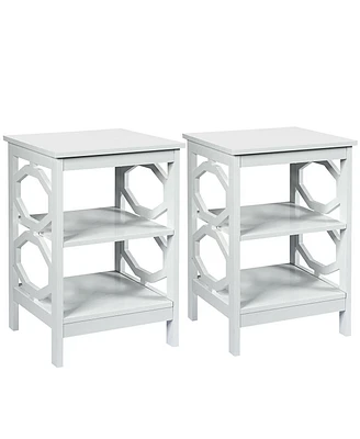 Gouun 2 Pieces 3-tier Nightstand Sofa Side End Accent Table Storage Display Shelf