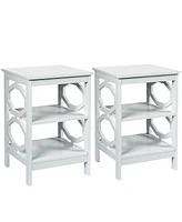 Gouun 2 Pieces 3-tier Nightstand Sofa Side End Accent Table Storage Display Shelf