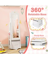 Gouun Kids Jewelry Armoire Cabinet with Large Storage Capacity and Swivel Base