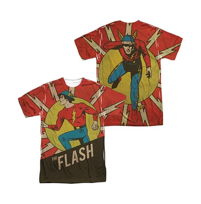 Flash Men's Dc Comics Vintage Comic (Front/Back Print) Short Sleeve Adult Poly Crew Tee / T-Shirt