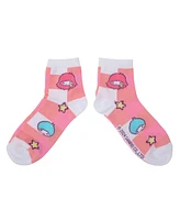 Hello Kitty Women's Friends Character Print 3-Pair Casual Quarter Crew Socks