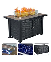 gaomon 44 inch Propane Fire Pit Table,50000 Btu Fire Table with Ignition System,Outdoor Fire Table with Glass Rocks for Patio Garden