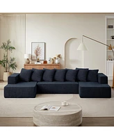 Boyel Living Chenille U-Shaped Sectional Sofa Set,Minimalist Style Modular Sofa, Luxury Fabric Cloud Couch for Room