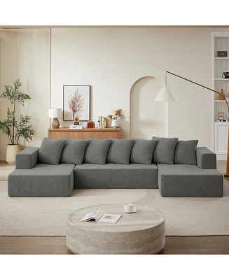 Boyel Living Chenille U-Shaped Sectional Sofa Set,Minimalist Style Modular Sofa, Luxury Fabric Cloud Couch for Room