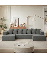 Boyel Living Chenille U-Shaped Sectional Sofa Set,Minimalist Style Modular Sofa, Luxury Fabric Cloud Couch for Room