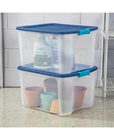 Sterilite Latch & Carry 18 Gallon Plastic Stacking Storage Tote w/ Lid, 18 Pack