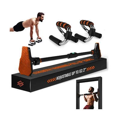 Squatz Adjustable Pull-Up and S-Type Push-Up Bars for Home Strength Training