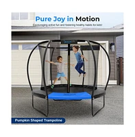 SereneLife 8ft Pumpkin Trampoline with Inner Enclosure and Safety Net for Kids
