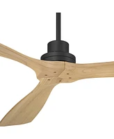 Casa Vieja 66" Delta Xl Modern Country Indoor Outdoor Ceiling Fan 3 Blade Remote Control Matte Black Finish Wood Blades Bedroom Patio Living Room Kitc