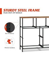 Wlive Dresser Tv Stand Entertainment Center with Fabric Drawers Media Console Table Metal Frame and Wood Top for up to 45 inch Chest of Drawer