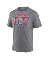 Fanatics Men's Heather Gray New England Patriots Warped Block Tri-Blend T-Shirt