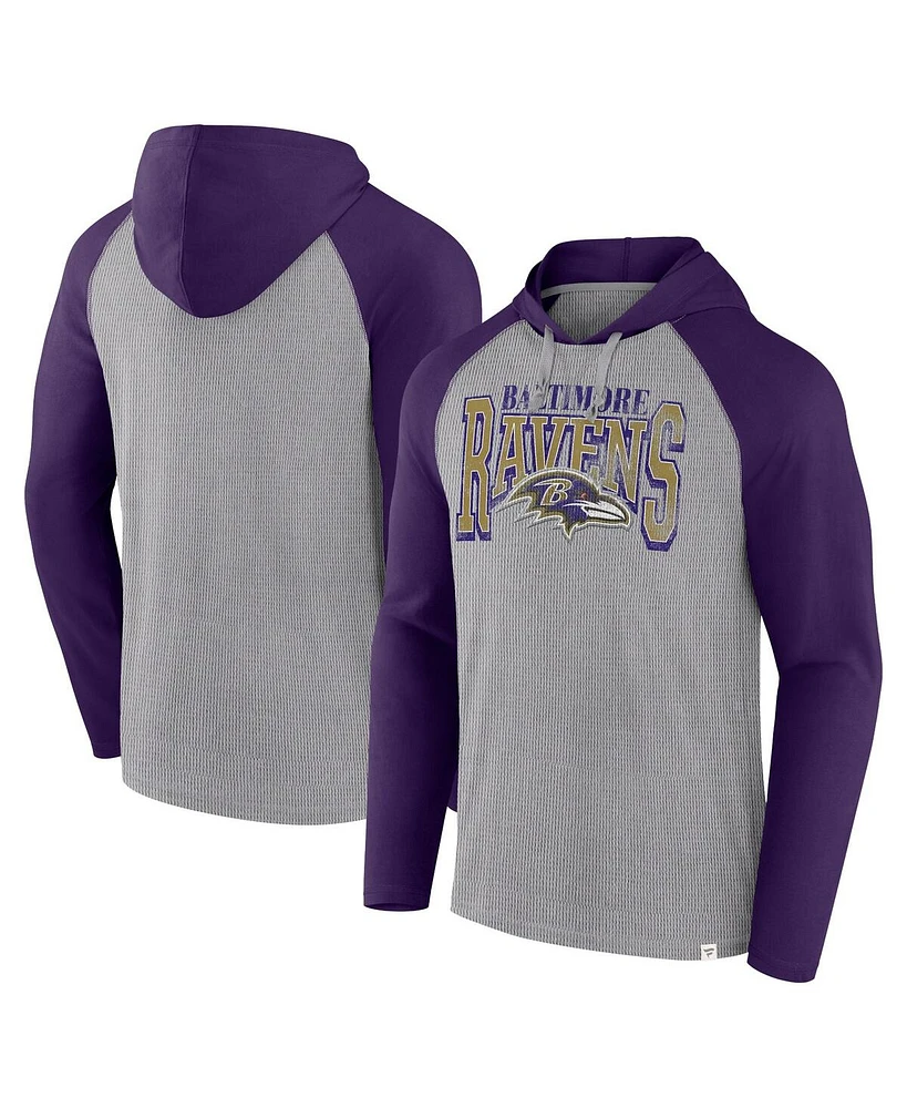 Fanatics Men's Gray/Purple Baltimore Ravens Under Center Long Sleeve Hoodie T-Shirt