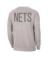 Jordan Men's Stone Brooklyn Nets Courtside Statement Edition Heavyweight Pullover Sweatshirt