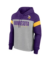 Fanatics Women's Heather Gray/Purple Minnesota Vikings Bold Play Call Pullover Hoodie