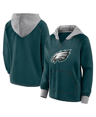 Logo Athletic Women's Midnight Green Philadelphia Eagles Boom Fleece Pullover V-Neck Hoodie